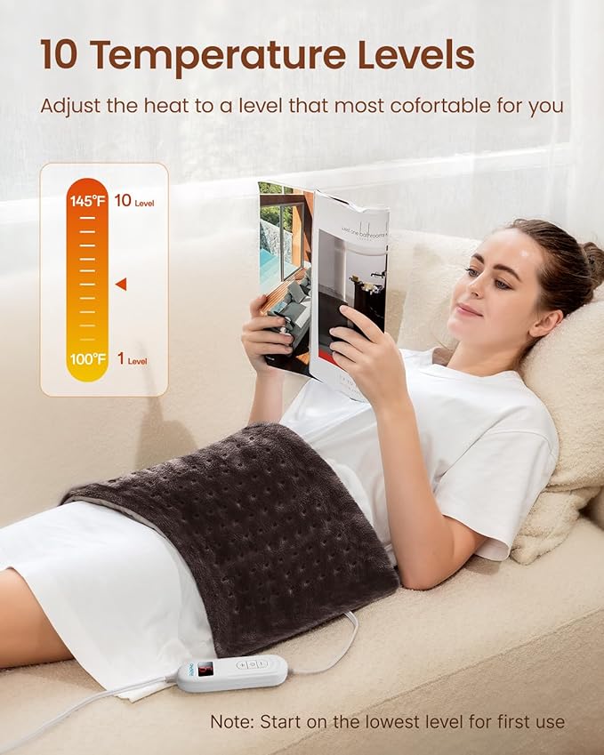 RENPHO Heating pad for Neck and Shoulder and Back & Period Cramps and Leg Pain Relief, Electric Heat Pads, Mothers Day Gifts & Birthday Gifts for Women, FSA Eligible, ETL Certified, 12"x24" Brown