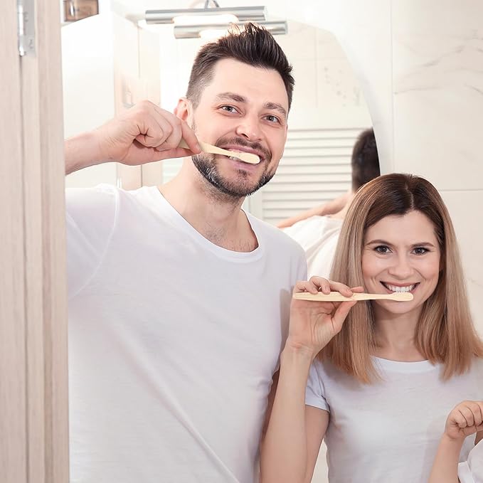 Vesici 200 Pieces Bamboo Toothbrushes Bulk Soft Bristles Toothbrushes with Micro Fur Ultra Wooden Bamboo Teeth Brushes Manual for Adults Travel Family Hotel Use Individually Packaged
