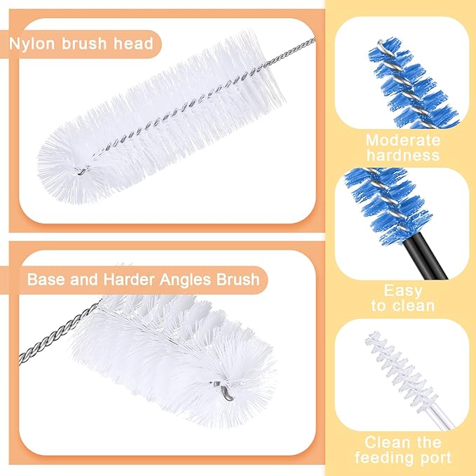 Hummingbird Feeder Cleaning Brush 19 Pieces 3 Size Mini Nylon Double Headed 2 in 1 Hummingbird Brush Hard to Reach Places Tiny Cleaning Kit(White)