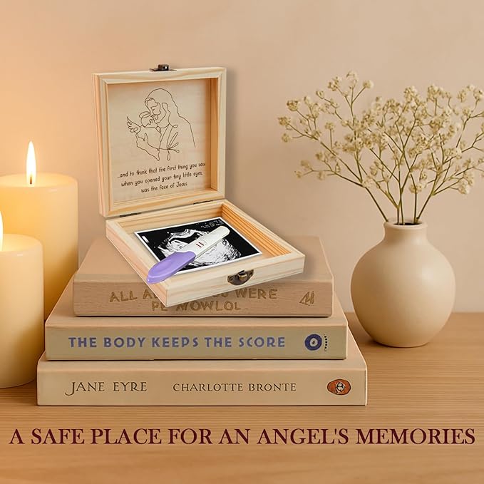 Miscarriage Memory Box, Baby in Jesus' Arms Engraved Wooden Keepsake Box, A Heartfelt Sympathy Gift for Mothers Loss of Baby, Remembrance Gifts Miscarriages, Infant Loss Memorial for Moms