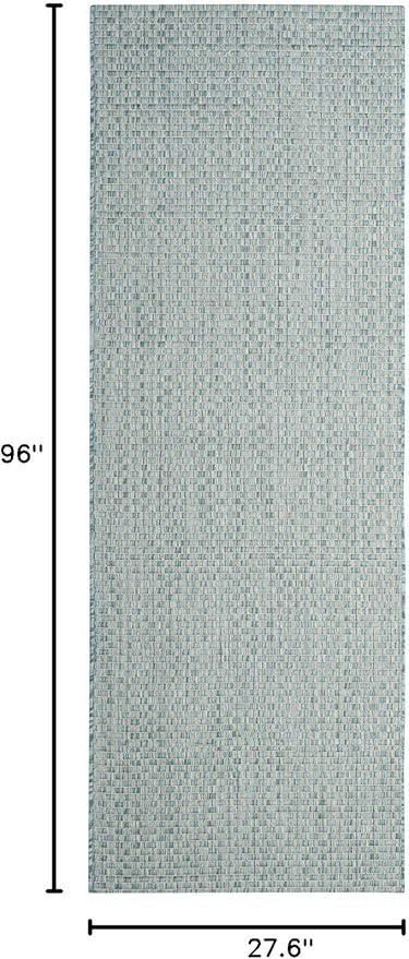 SAFAVIEH Courtyard Collection 2'3' x 8' Light Blue/Light Grey CY8653 Indoor/ Outdoor Patio Backyard Mudroom Runner Rug