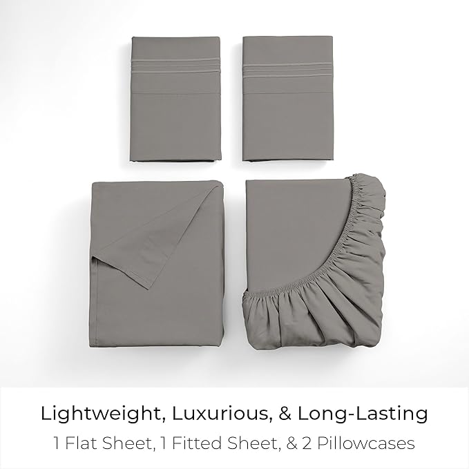 Mellanni California King Sheets Set - 4 PC Iconic Collection Bedding - Hotel Luxury, Extra Soft, Cooling Bed Sheets - Wrinkle, Fade, Stain Resistant (Cal King, Taupe)
