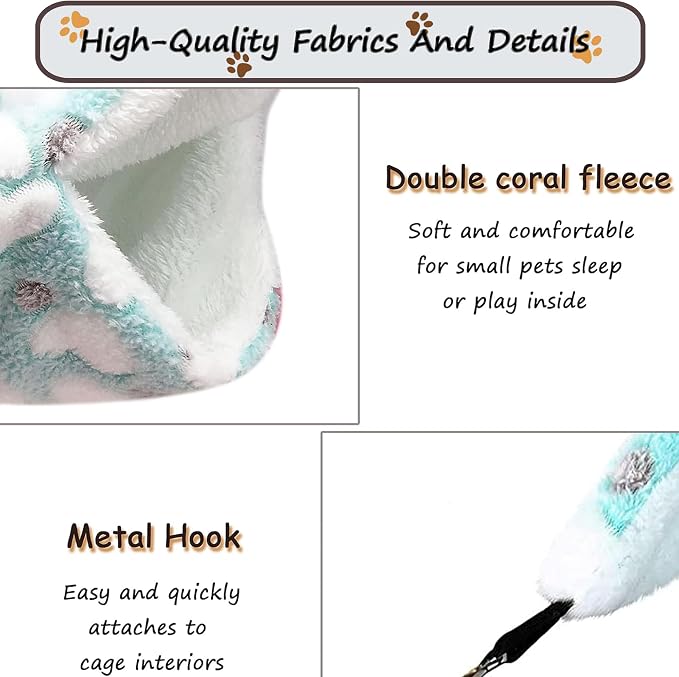 Guinea Pig Ferret Hammock for Cage - Machine Washable Double-Decker Hanging Bed - Fits Sugar Glider,Rat,Hamster,Gerbil - 13.3" x 13.3" - Love Green Pattern