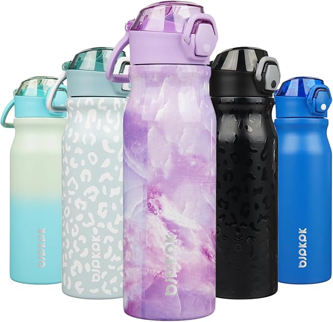 BJPKPK Water Bottle with Straw 25oz Insulated Water Bottles Reusable Stainless Steel Metal Thermal Flask with Leak Proof Lockable Lid and Carry Handle,Dawn