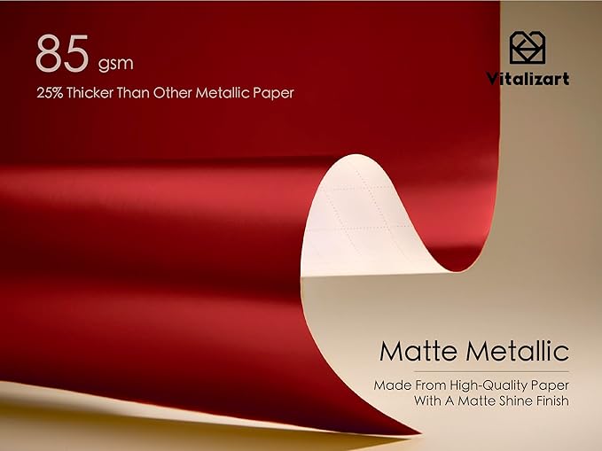 Vitalizart Red Matte Metallic Wrapping Paper Set 17" With Green Silk Like Satin Ribbon & Gift Tags Recyclable Eco-Friendly Christmas Gift Wrapping Birthday Baby Shower Wedding Handmade Crafts 197"(16.4 Ft)