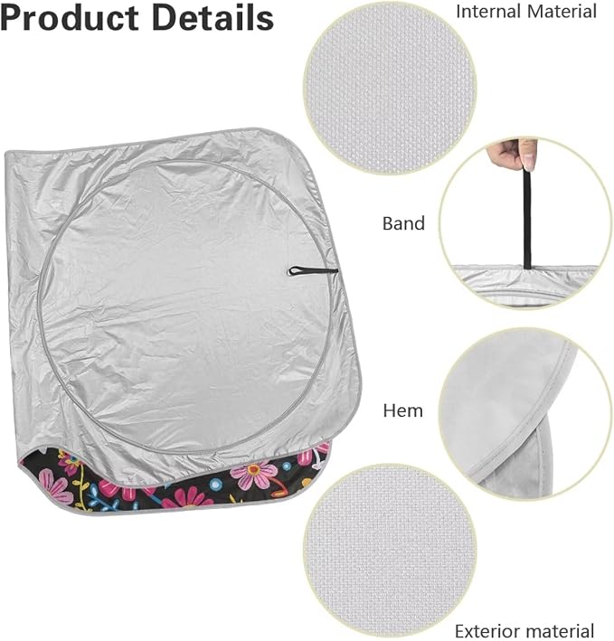Cute Flower Car Sun Shade Blocks UV Rays Automotive Interior Cover Sun Visor Protector Keep Your Vehicle Cool,Car Accessories