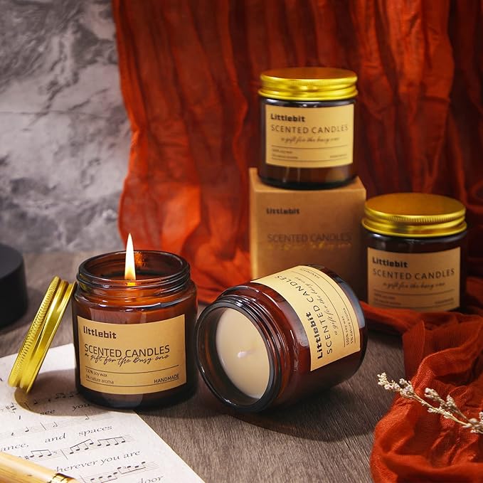 MTLEE 12 Pack Candles for Home Scented Aromatherapy Jar Candle Gifts for Women, Natural Soy Wax Amber Jar Candle Set Bulk for Home, Birthday, Christmas, Fall, Thanksgiving, Housewarming Gifts(Brown)