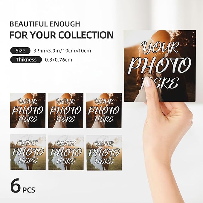 Custom Ceramic Coasters, Personalized Coasters with Photo Logo Text, Customized Cup Mat for Weddings, Bars, Coffee Table, Homes, Offices 6PCS