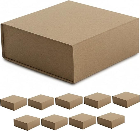 CECOBOX - Gift Boxes with Lids for Presents 6"x6"x2.75" - Matte, Collapsible Magnetic Closure Gift Box - Groomsmen & Bridesmaid Proposal Boxes, Wedding, PR, Birthdays, Holidays (Kraft)