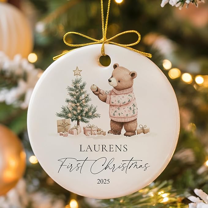 Personalized Christmas Ornaments Personalized Baby First Christmas Ornament 2025 with Photo & Name Custom Ornaments for Christmas Tree Keepsake for Newborn Boy or Girl Gifts
