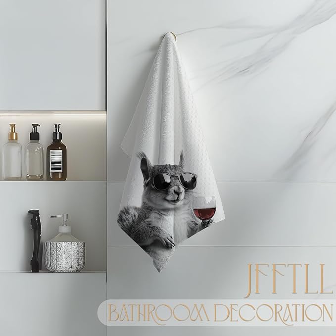 Squirrel Decor Kitchen Towels, Squirrel Gift Dish Tea Towel for Kitchen Decor, Bar Towels for Bartender, Wine Lover Gifts, 16x24 Inch