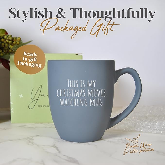 Personalized Coffee Mug Engraved with your Custom Text - Customized Coffee Mugs, Hot Chocolate Mug, Tea Cup, Birthday Gifts, Retirement Gift (Engraved Custom Text, Matte Grey)