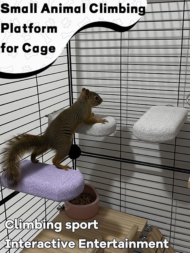 Chinchilla Lava Ledges Rat Climbing Platform 4 Pack Pumice Ledge Shelf Pet Chewing Grinding Toys Small Animals Cage Accessories for Totoro Squirrel Guinea Pig Hamster Gray