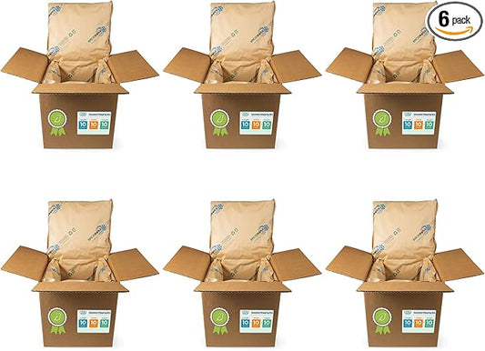 IDL Packaging 10" x 10" x 10" Insulated Shipping Box, 1.5-Gallon Capacity, Pack of 6 - Includes EcoMax™ Thermal-Paper Liners, Absorb Condensation - For Frozen Food, Meat, or Fish
