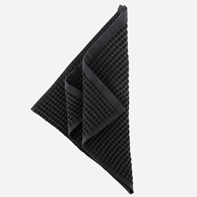 PÜSKÜL - Set of 3 Organic Waffle Hand Towel Gray - Premium Quality, 100% Turkish Cotton, Soft, Quick-Dry, Absorbent, Lint-Free Face Kitchen Hand Towels (Dark Gray, Hand Towels - Pack of 3)