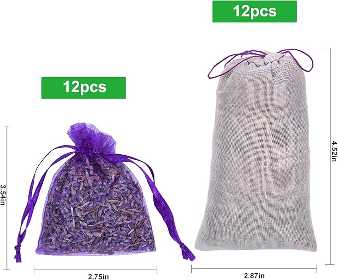 24 Pack Lavender Sachets Bags for Drawers and Closets, Cedar Sachets for Moth Repellent, Home Fragrance for Wardrobes Closets
