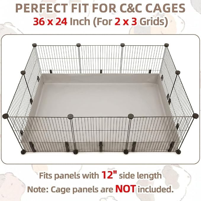 Guinea Pig Cage Liner, 36"x24" Waterproof Bottom Tarp | Fits Midwest & DIY Enclosures, Washable 600D Oxford Fabric, 4" Raised Sides, Base for Rabbits, Small Animals