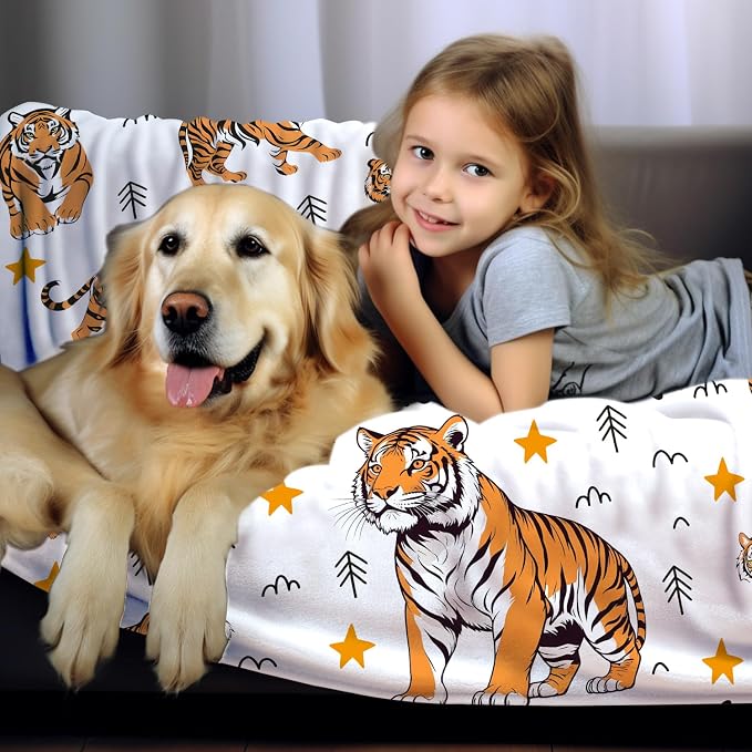 Tiger Blanket Animal Gifts for Women Girls,Tigers Print Stuff Tiger Decor Animals Throw Blanket,Tigers Gifts for Kids Adults 50"x40"