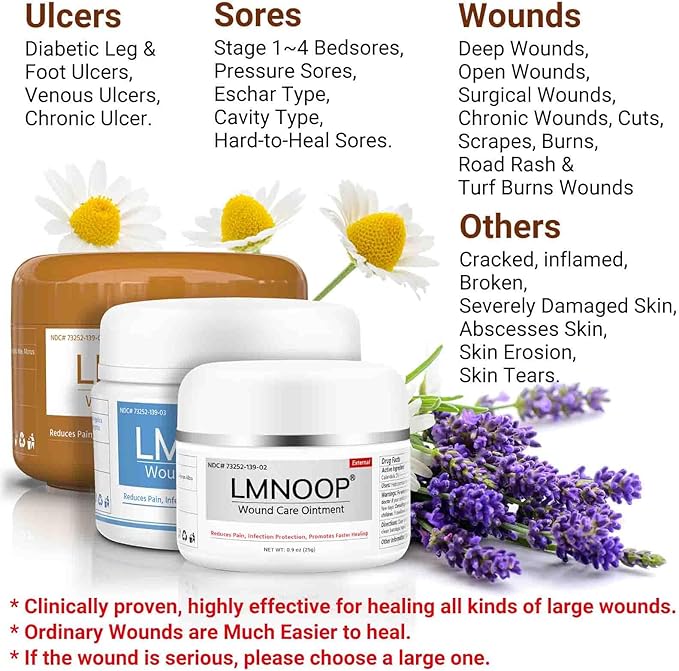 Bed Sore Cream Fast Healing, Natural Bed Sore Ointment for Bed Sores, Leg Ulcers, Wounds & Skin Irritations, Herbal Treatment for Pressure Sores, Cuts, Diabetic Wounds & Fast Skin Repair
