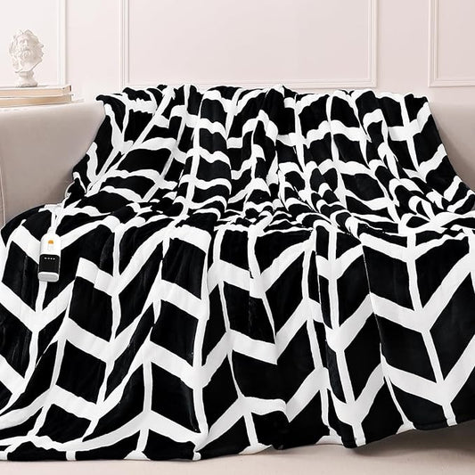VENTIMI Electric Blanket Heated Throw, 72" x 84" Heated Blanket with 9 Heat Levels & 2 to 10 Hours Auto Off, Fast Heating Blankets with ETL & FCC Certification, Black