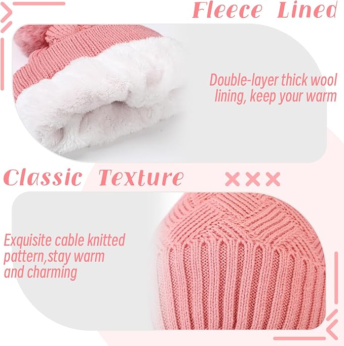 Geyoga 6 Pcs Winter Warm Set for Women Warm Beanies Hats Touchscreen Gloves Long Scarf Ear Muffs Socks Winter Gifts for Women