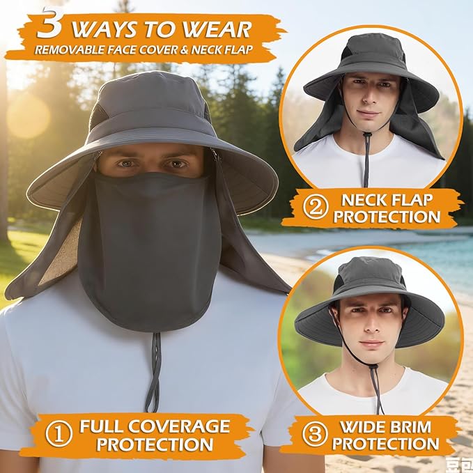 EINSKEY Wide Brim Sun Hat, UPF 50+ UV Protection Waterproof Packable Bucket Hat for Men & Women, Fishing Hiking Beach Garden