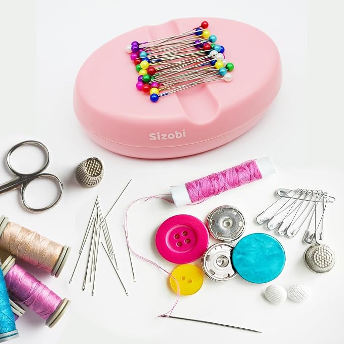 Sizobi Magnetic Bobby Pin Holder,Magnetic Pin Cushions for Sewing | (Pins Excluded) Securely Holds Metal Hair Clips & Paper Clip, Sewing Supplies,Needle Magnetic Quilting Pins Holder Organizer