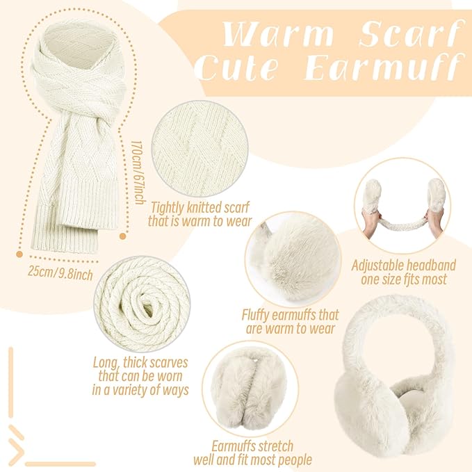 Geyoga 6 Pcs Winter Warm Set for Women Warm Beanies Hats Touchscreen Gloves Long Scarf Ear Muffs Socks Winter Gifts for Women