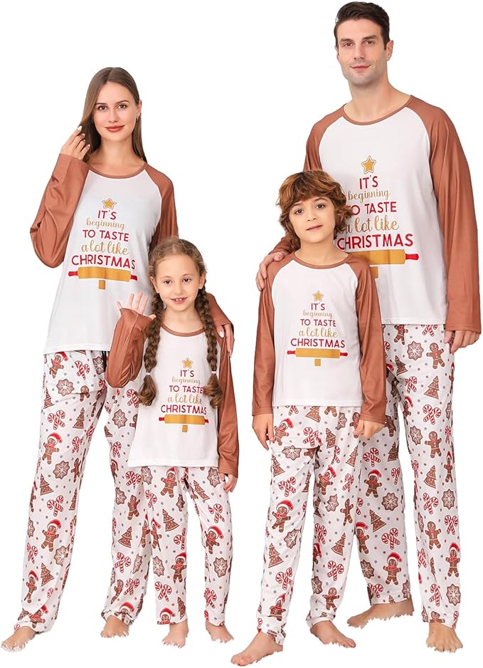PYAEAS Matching Family Pajamas Sets Christmas PJ's Jammies Holiday Sleepwear Loungewear for Adult Women Men Xmas Outfits