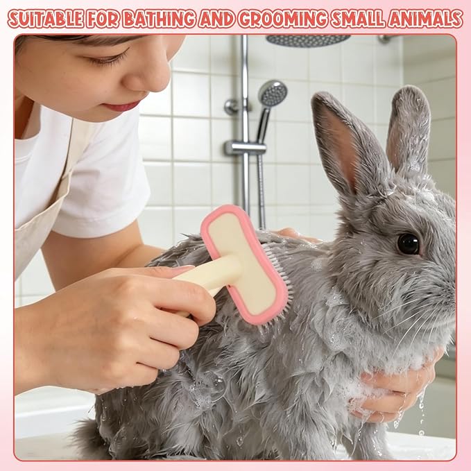 3Pcs Rabbit Brush Bunny Grooming & Flea Comb, Practical Animal Brush for Groomings, Soft Silicone Small Animal Massage Comb, Bunny Grooming Kit Suitable for Cats Puppies & Other Pets