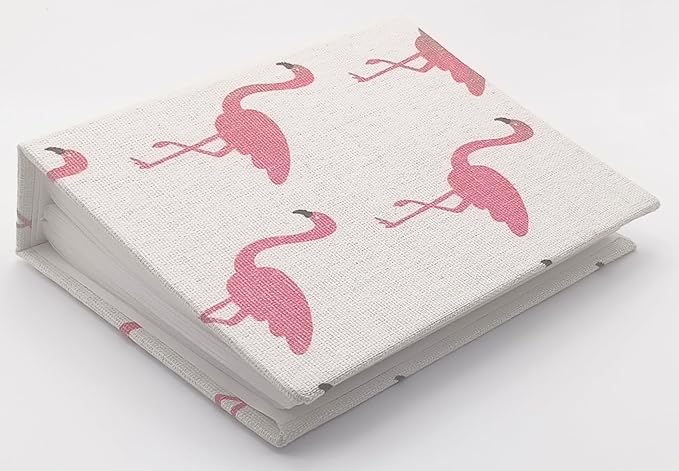 Kids Photo Album, 100 Pockets 4x6 Picture Album, Slip-in Linen Cover Photo Album Book for Boys, Girls(Flamingo)