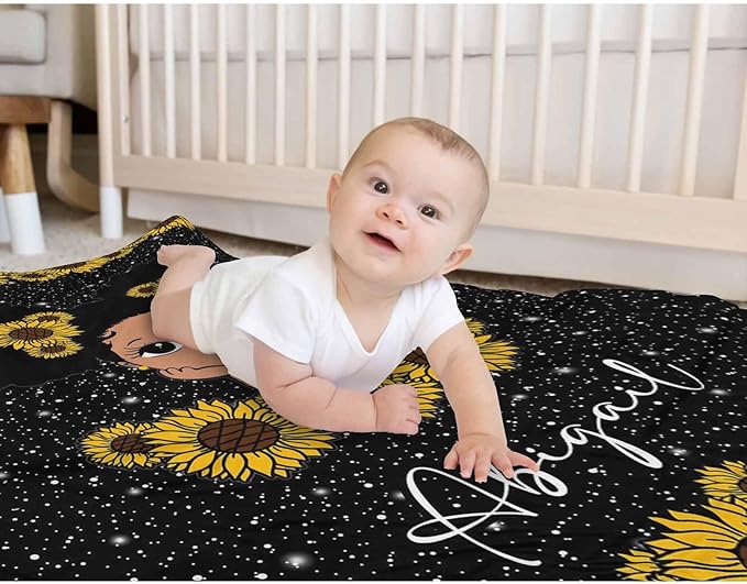 Personalized Blankets with Name for Girls Print Blanket Flannel Personalized Gifts for Girl Daughter Mom Grandma Super Soft Throws and Blankets Black Girl Blanket Birthday Gift