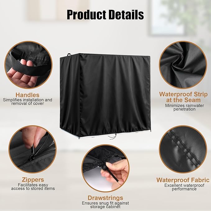 Kasla Storage Cabinet Cover, Outdoor Chest Storage Waterproof Cover, Weatherproof Cabinets Covers for Kitchen Patio Garden Backyard - 52"Lx30"Wx43"H