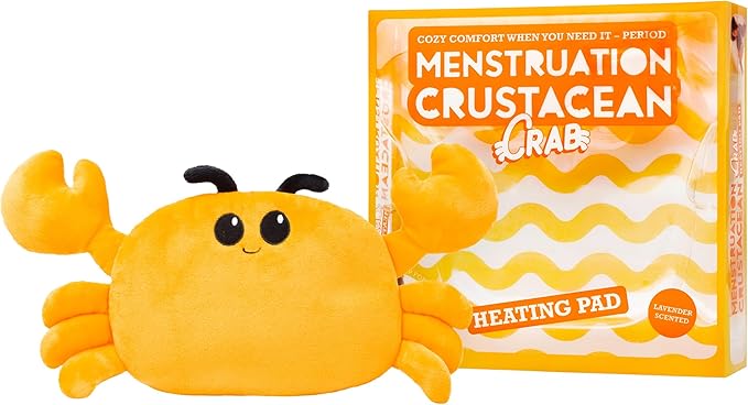 Menstruation Crustacean Crab by Relatable, Microwavable Heating Pad for Period Cramps, Easter Basket Stuffer Plushie, Easter Gift Ideas for Teens and Women, Includes 1 Lavender Scented Heating Pad