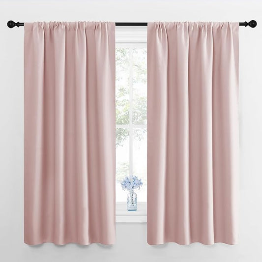 NICETOWN Blackout Curtains for Living Room, Blush Pink, 2 Panels, 42 by 63, Darkening Window Curtain Panels, Easy-Care Solid Thermal Insulated Draperies/Drapes for Daughter Room