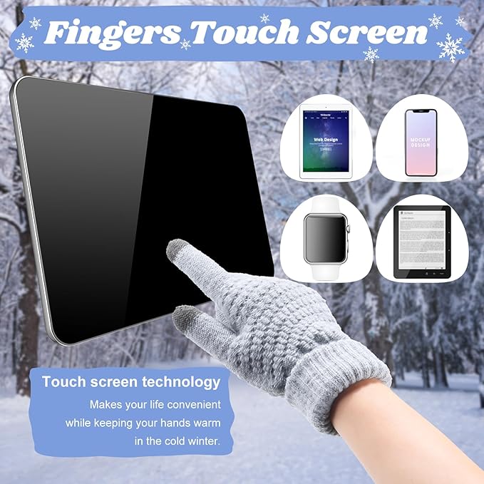 JenPen 4 Pcs Winter Hat Scarf and Gloves Set for Women Include Ear Cover Cold Weather Scarf Hat Knit Beanie Gloves
