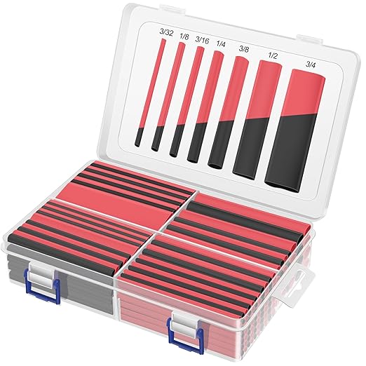 XHF UL Listed 205 PCS Length 3.5" Black&Red 3:1 Waterproof Automotive Electrical Heat Shrink Tubing Assortment Kit Large Size Marine Grade Adhesive Lined Tube, Insulation Sealing