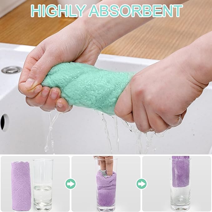 12 Pack Kitchen Cloth Dish Towels, 12x12 inch Soft Premium Dishcloths, Absorbent Microfiber Cleaning Cloth for Cleaning Dishes, Kitchen, Bathroom, Car