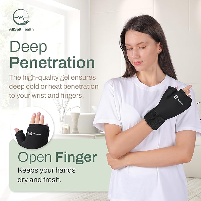 Wrist Ice Pack Wrap - Hot and Cold Gel Thumb & Hand Ice Pack Glove for Arthritis Relief | Microwavable & Freezer Safe, Dual Therapy for Carpal Tunnel, Tendonitis, Swelling, Targeted Relief for Hand