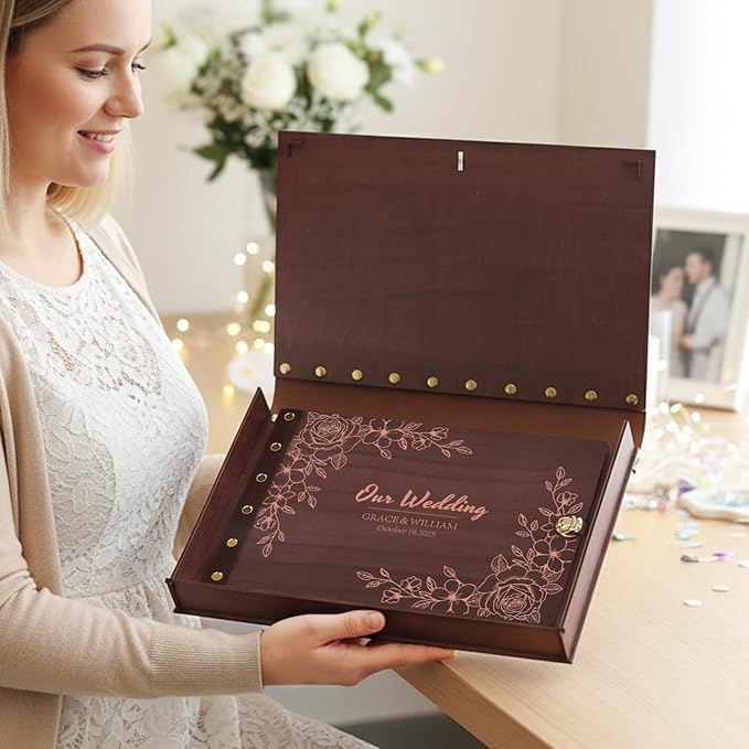 Personalized Wedding Scrapbook Album, Photo Album for Couples Handmade, Custom Wedding Guest Book Anniversary Keepsake Gifts