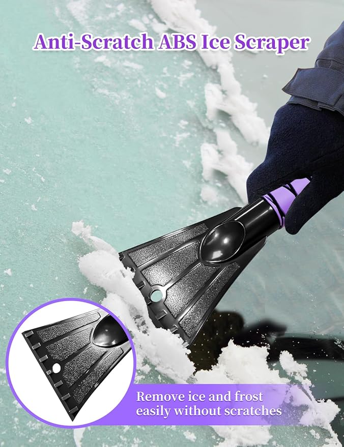 HEEYA 42.2 Inch Ice Scraper and Brush for Car, Snow Brush and Ice Scraper for Windshield Window, Car Snow Scraper with Foam Grip for SUV Truck Jeep Vehicle - Purple