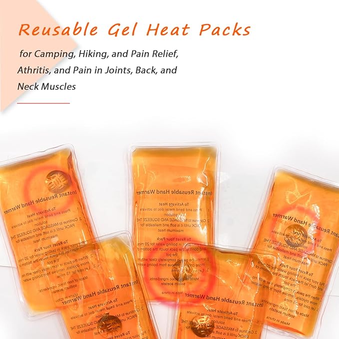 Reusable Snap Heat Pack Hand Warmer - Click Boil Heat Pocket Pouch Gel for Camping, Outdoor, Indoor Working