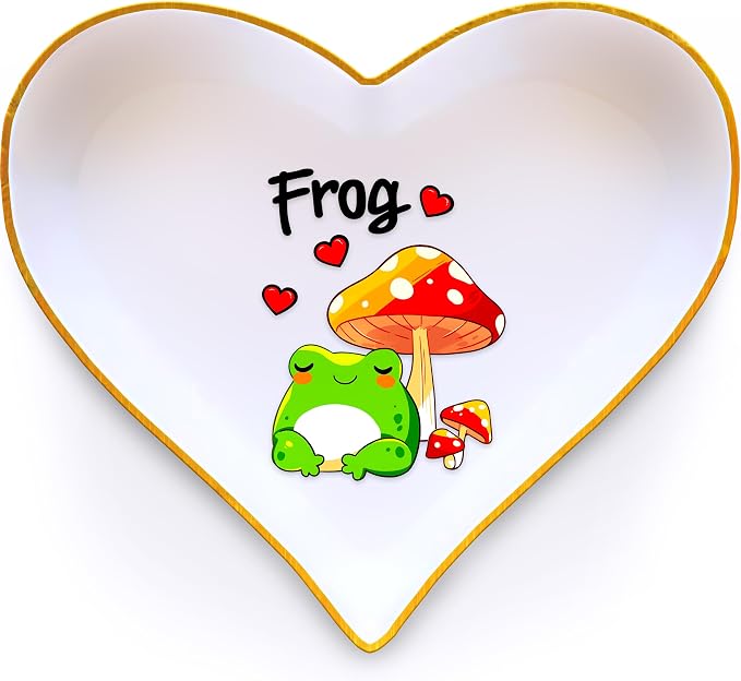 Frog Ring Holder Dish Tray, Gifts For Women Teens Girls, Frog Lovers Themed Stuff Accessories Things Decor Merch, Home Room Ring Earrings Necklace Organizer Holder!