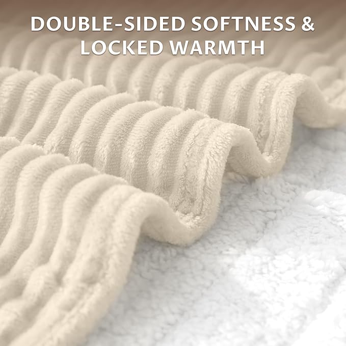 Reaks Electric Heated Throw Blanket, Silky Soft Flannel & Sherpa Heating Blanket Throw with 5 Heat Levels & 3 Hours Auto Off, Warm Gifts for Women Mom Grandma, ETL Certified (50x60 inches, Beige)