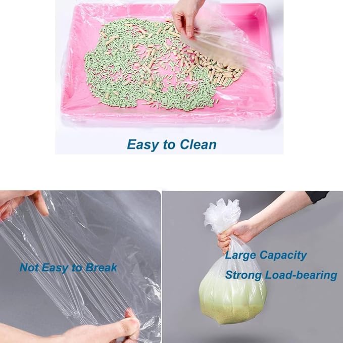 50 Pcs Disposable Rabbit Cage Liner Quick Cleanup Litter Box Liners Bags | Leak-Proof Toilet Plastic Film, Elastic Pocket Mouth for Small Animals Guinea Pig Bird Bunny Potty Bedding Stuff