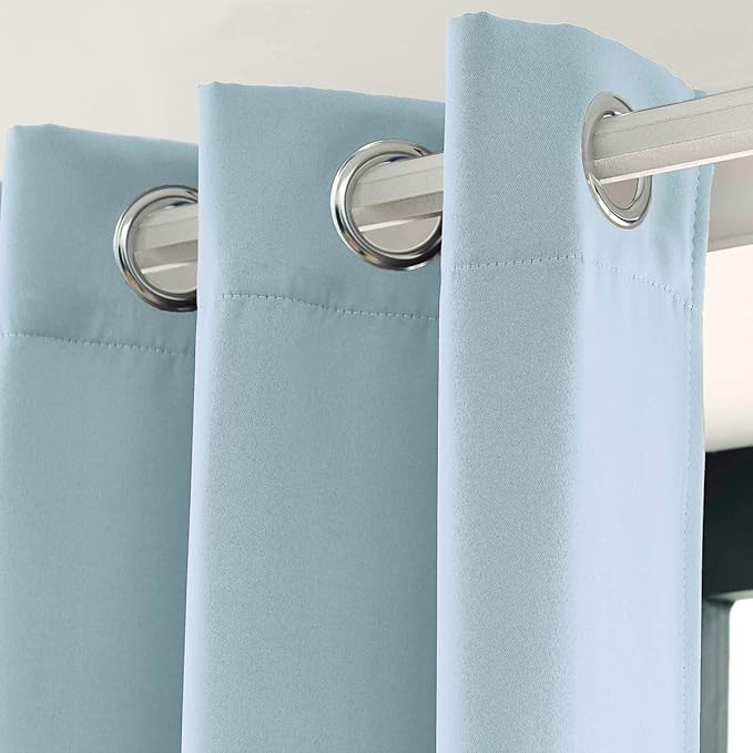 LA PALMA Thermal Insulated Blackout Darkening Grommet Living Room Curtains Window Drapes for Bedroom Pack of 2 Panels