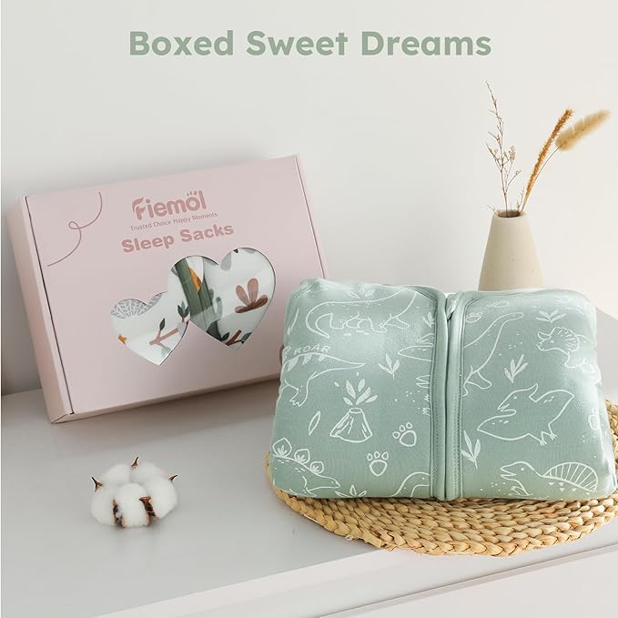 Baby Sleep Sack 0-6 Months, 2.5 TOG Cotton Winter Baby Wearable Blanket with 2-Way Zipper, Warm Soft Sleeping Bag for Newborn Infant Boy Girl, Small Dinosaur
