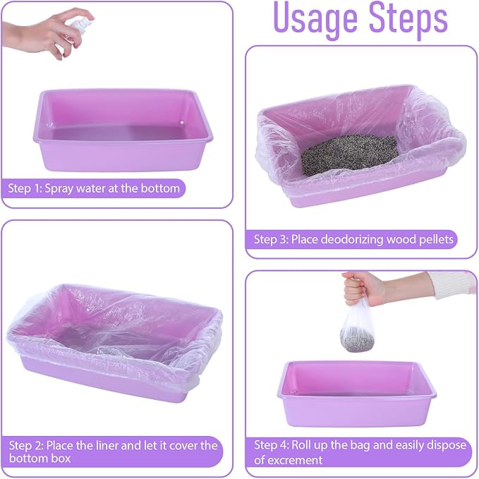 50 PCS Disposable Plastic Cage Liners, Small Animals Leak Proof Toilet Film Litter Pan Bags Film Litter Box Liner for Rabbits, Guinea Pigs, Chinchillas, Hedgehogs, Birds