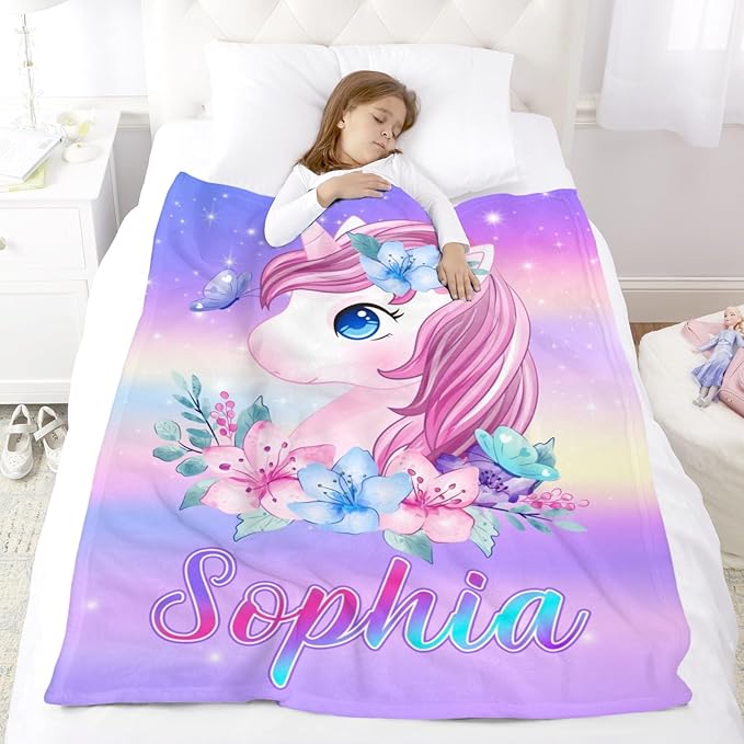 Custom Initial Baby Name Blanket - Personalized Throw Blanket for Babies Kids Adults