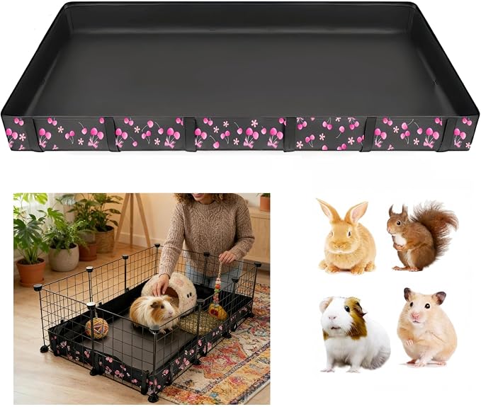 DZWLKJ Waterproof Guinea Pig Cage Liner,Washable Tarp Bottom Base,Cherry Graphic,24"x36", Reusable for Rabbit, Chinchilla, Hedgehog, Ferret & Other Small Animals.